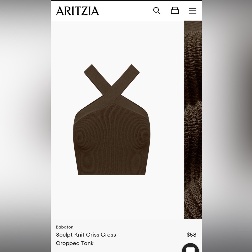 Aritzia Babaton cross neck sculpt knit tank. Like New.